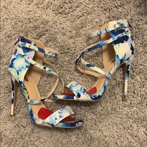 Blue and Mint floral heels